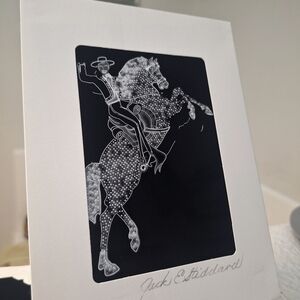 Neon B/W Horse/Cowboy Rider Original Photo By Jack E. Stiddard 4x6 Notecard